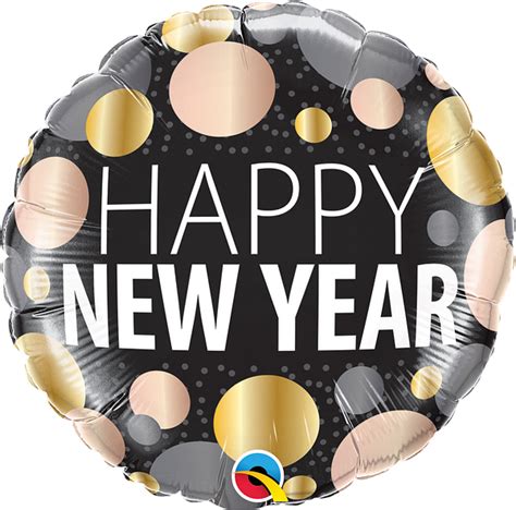 Foil Balloon Happy New Year Metallic Dots