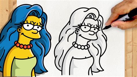 Como Desenhar A Marge Simpson Cabelo Liso Mãe Dos Simpsons Passo A Passo Simples E Fácil