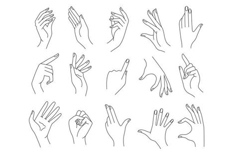Line Woman Hands Gestures 1202771 Illustrations Design Bundles In