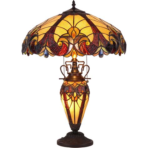 Chloe Lighting Tiffany Style 3 Light Victorian Double Lit Table Lamp