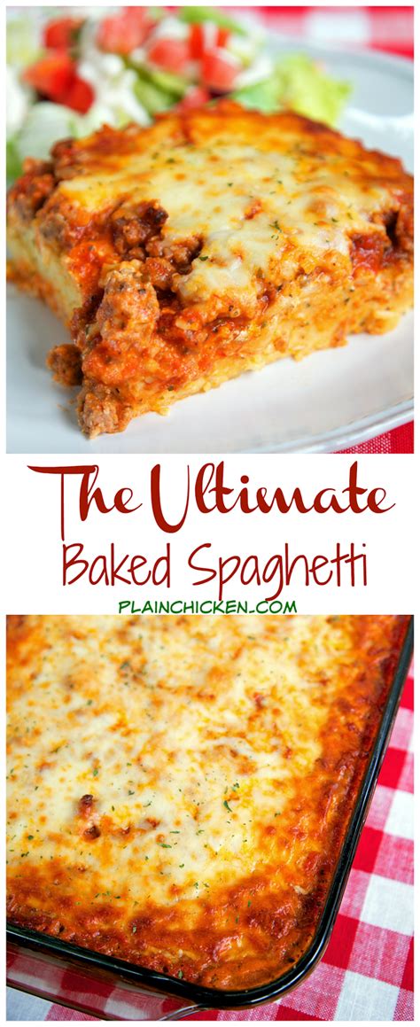 Instead, i add in layers of monterey jack cheese, cheddar cheese, and pepperoni. The Ultimate Baked Spaghetti - Plain Chicken
