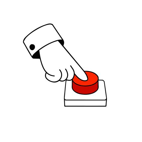 Finger Presses The Red Button Start And Launching A Startup Outline