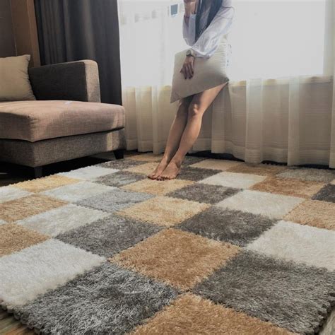 DIY Soft Plush No Slip Interlocking Shag Carpet Square | eBay