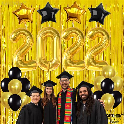 Black And Gold Graduation Party Decorations 2022 Gold 2022 Balloons