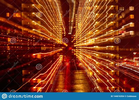 Night City In Motion Of Light Lines Stock Photo Image Of Business