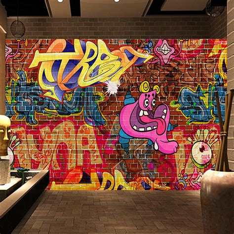 Custom Wall Mural Graffiti Art Brick Effect Wallpaper Bvm Home