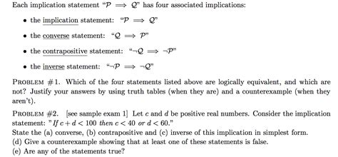 Solved Each Implication Statement P Q Has Four