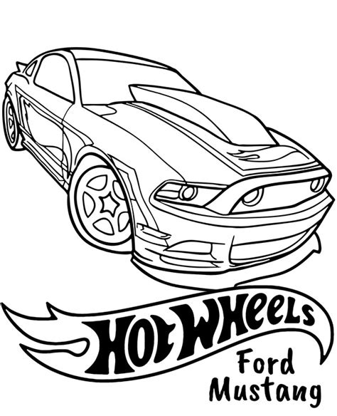 Hot Wheels Ford Mustang racing car Coloring Pages - Hot Wheels Coloring Pages - Coloring Pages