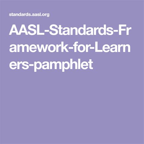 Aasl Standards Framework For Learners Pamphlet Common Core State