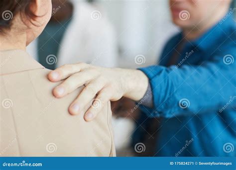 Comforting Gesture Hand On Shoulder Stock Image Image Of Circle