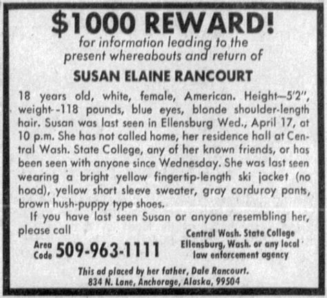 Susan Elaine Rancourt Ted Bundys 4th Victim