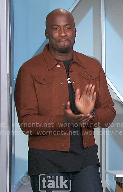 WornOnTV Akbars Brown Trucker Jacket On The Talk Akbar Gbajabiamila