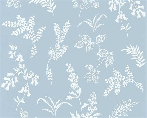 Blue And White Floral Wallpaper Norwall Wallcoverings Como Trail Blue
