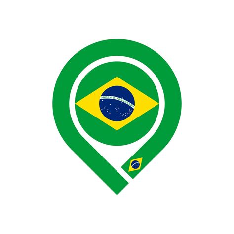 Brazil Flag Map Pin Icon Vector Illustration Isolated On White