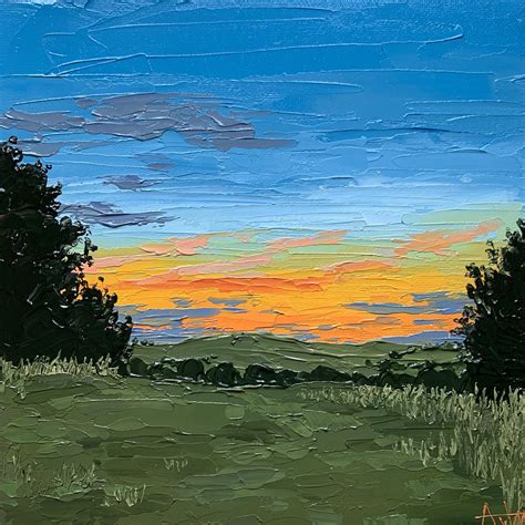 Sunset Palette Knife Painting Roilpainting