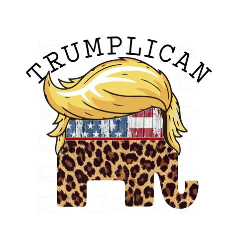 Trumplican Usa Flag Leopard Cheetah Trump Hair Republican Logo Etsy