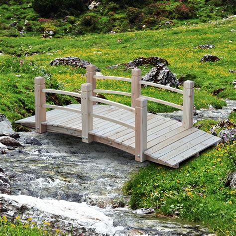 Outsunny 5 Solid Wood Arch Bridge Natural Finish Decorative Walkway