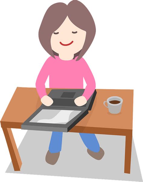Woman Working On A Computer At Her Desk Clipart Free Download