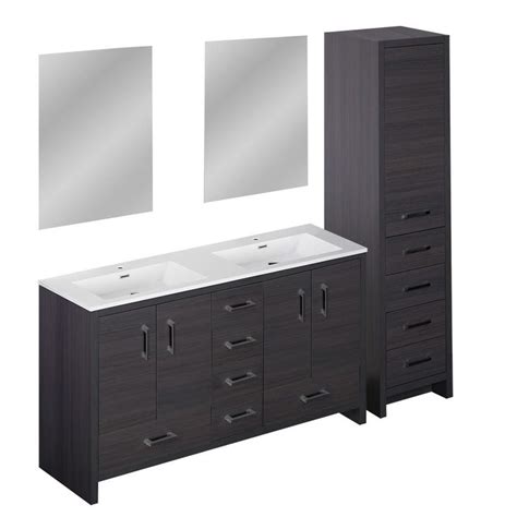 Save $ 666.88 (60 %) madison 60 in. COMBO 60" grey-brown double-sink vanity set with linen ...