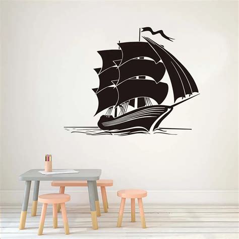 Sailing Ship 3d Wall Sticker Vinyl Material Wall Decals For Kids Rooms