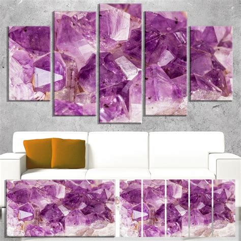 Designart Purple Amethyst Macro Abstract Canvas Wall Art Print On