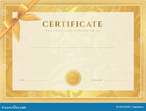 Certificate Diploma Template Gold Award Pattern Stock Vector Illustration Of Currency