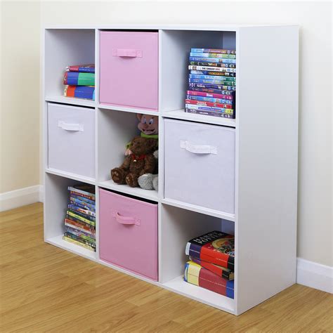 9 Cube Kids Pink And White Toygames Storage Unit Girlsboys Bedroom