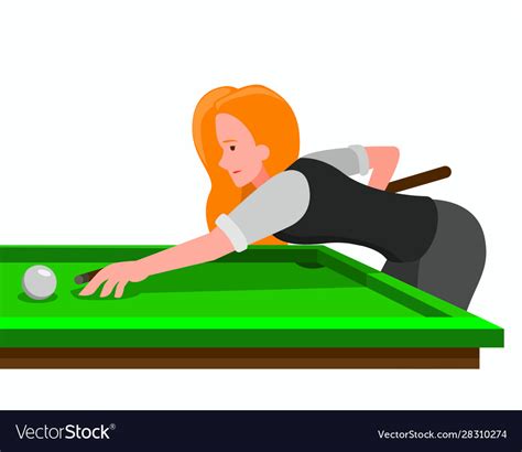 Beautiful Girl Playing Billiard Game Cartoon Vector Image