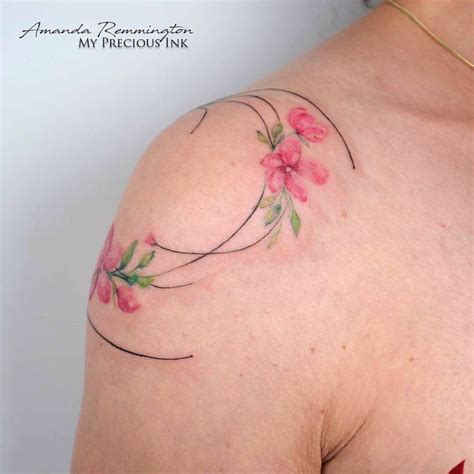 Freehand Watercolor Floral Shoulder Tattoo By Mentjuh On Deviantart