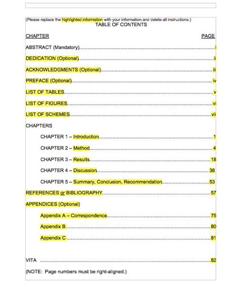 Table Of Contents Example Templates How To Make In Word