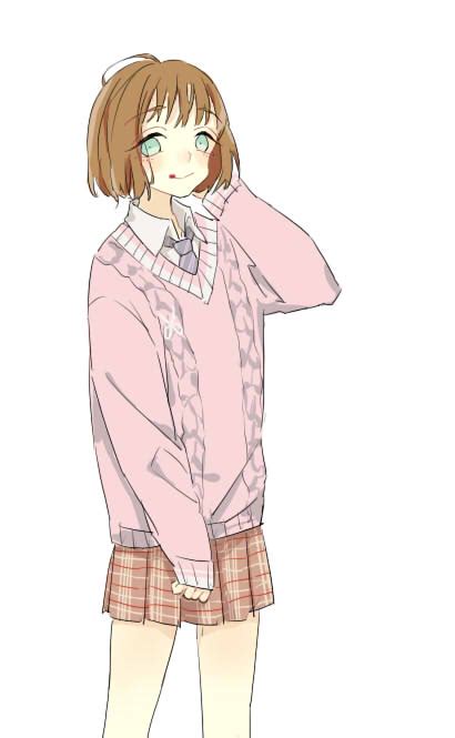 Anime Girl In Pink Sweater By Bhto On Deviantart