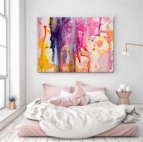 Artwork Above Bed On Floor Abstract Themed Bedroom  Artwork Above Bed Bedroom Themes Art