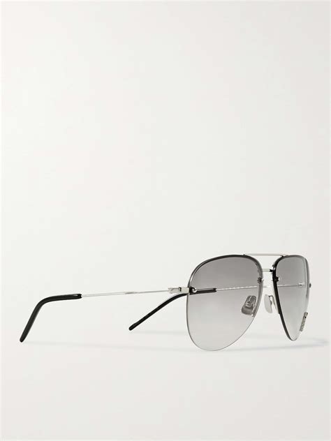 Silver Rimless Aviator Style Silver Tone Sunglasses Saint Laurent Eyewear Mr Porter