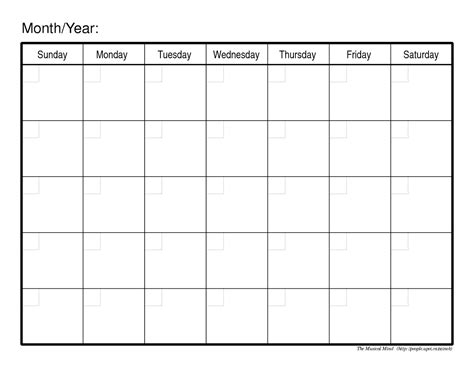 Blank Calendar No Dates Example Calendar Printable Printable Calendar