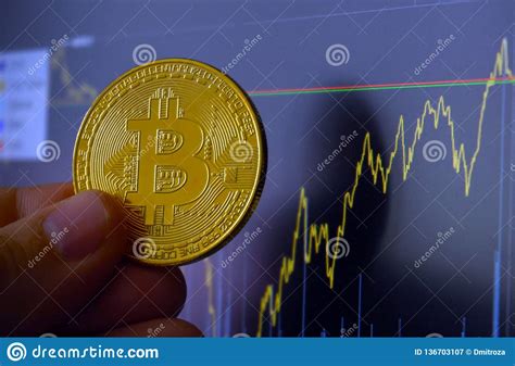 It's the root of it. Digital Currency Of Future Bitcoin. Golden BTC Coin In Front Of Charts Stock Image - Image of ...