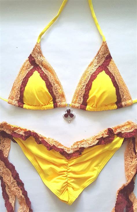 Vvictorian Gothic Bikini Yellow Bikini Scrunch Bottom Brazilian Bikini