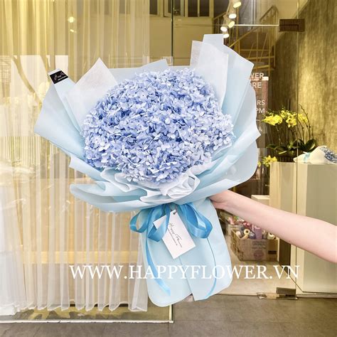 Vd BÓ Hoa KhÔ CẨm TÚ CẦu 2b Xanh Blue Giấy Xanh Happy Flower