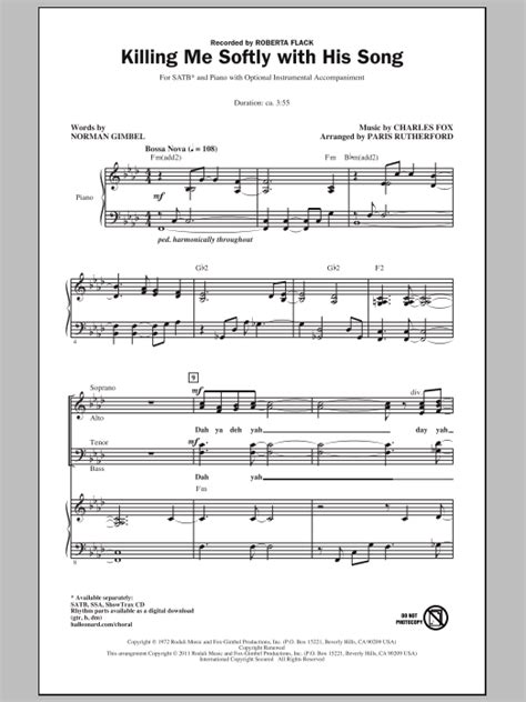 Killing Me Softly With His Song Sheet Music Direct