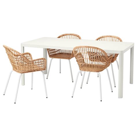 Bei ihm fehlt das endstück somit. TINGBY / NILSOVE Tisch und 4 Stühle - weiß/Rattan weiß ...