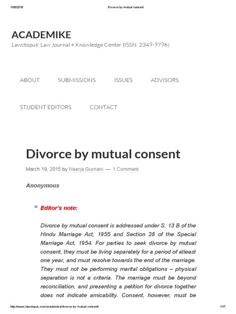 Divorce By Mutual Consent Pdf Divorce Husband