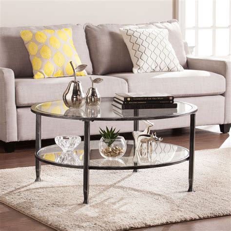 Southern Enterprises Jaymes Black Metal And Glass Round Cocktail Table Ck8740 Bellacor Coffee