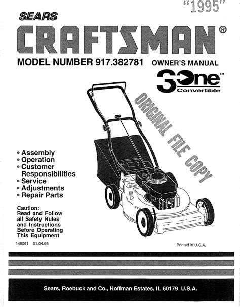 Craftsman 917382781 User Manual Lawn Mower Manuals And Guides L0707209