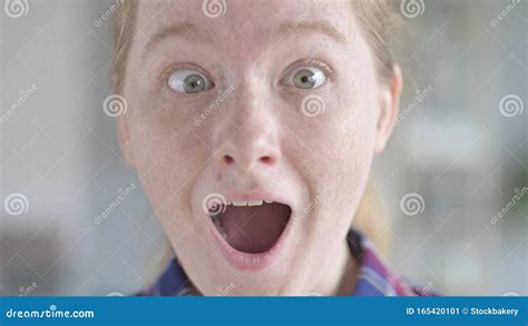 The Close Up Of Young Woman With Shocked Expression Stock Image Image