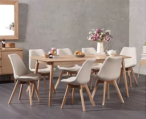 Nordic 150cm Oak Dining Table With Duke Fabric Chairs Oak Furniture