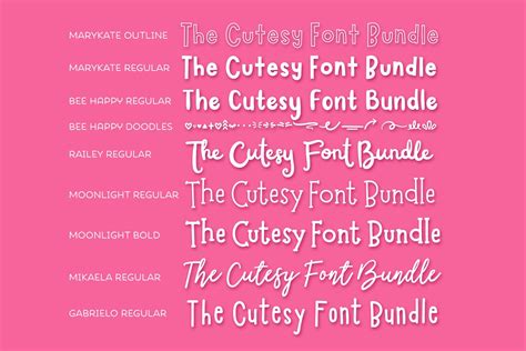 The Cutesy Font Bundle • 9 Fonts Stunning Sans Serif Fonts