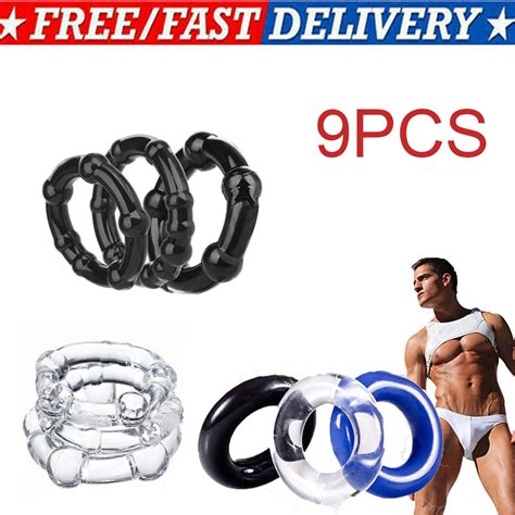 9x Silicone Cockpenis Ring Stay Enhancement Erection Prolong Enlarger