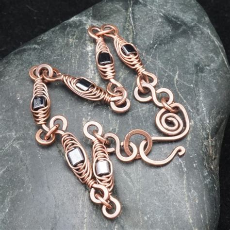 Herringbone Wire Weave Chain Bracelet With Meta Folksy Wire