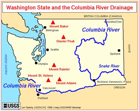 ♥ Washington State and the Columbia River Drainage Map