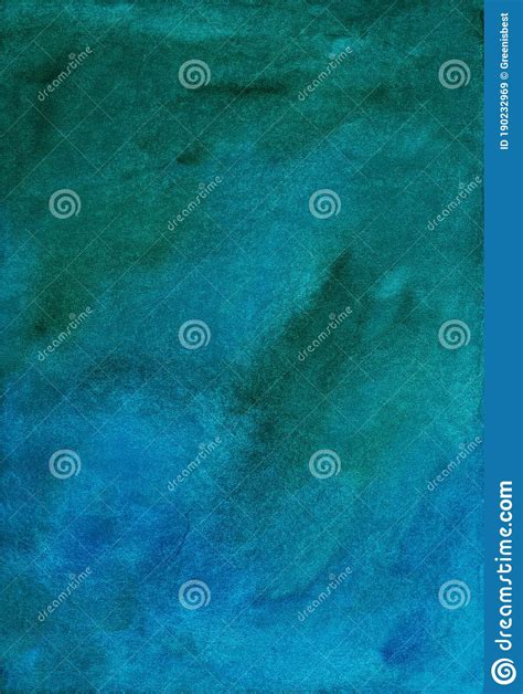 Watercolor Deep Blue Green Background Hand Painted Stock Illustration