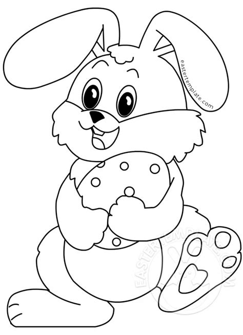Pick a white powder (baking soda, flour, baby powder) to sprinkle inside the bunny paw print stencil. Happy Rabbit and Easter Egg coloring page | Easter Template